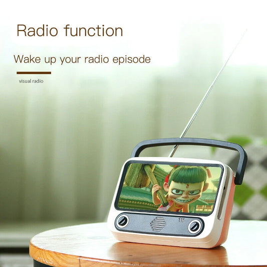 Retro TV card Bluetooth speaker with phone holder in various colors
