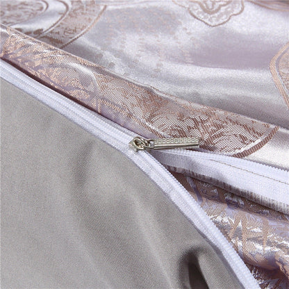 Four-piece jacquard bedding set in vibrant colours, made from durable polyester fibre