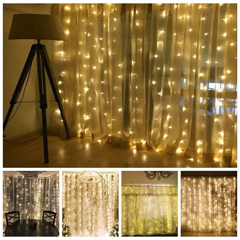 Christmas LED curtain lights 3x3 metres 304 beads remote control party wedding decoration