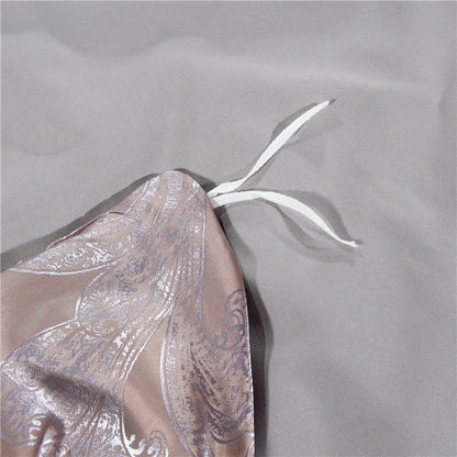 Four-piece jacquard bedding set in vibrant colours, made from durable polyester fibre