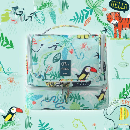 Large-capacity nylon wash bag with four mesh compartments for travel organization