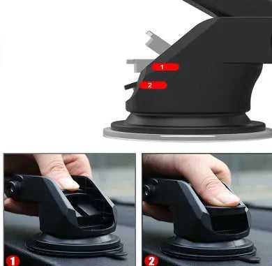 Black universal car navigation bracket with telescopic long rod for adjustable phone mounting