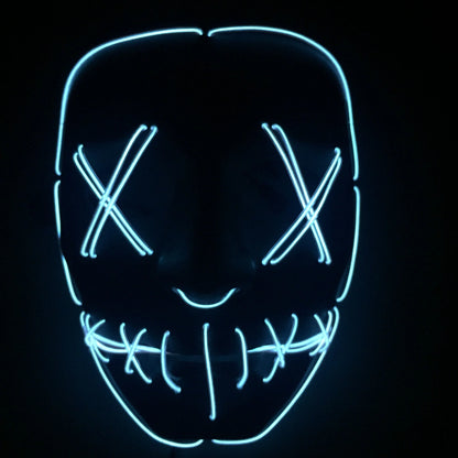Halloween LED Glowing Full Face Mask with adjustable light modes and voice control feature