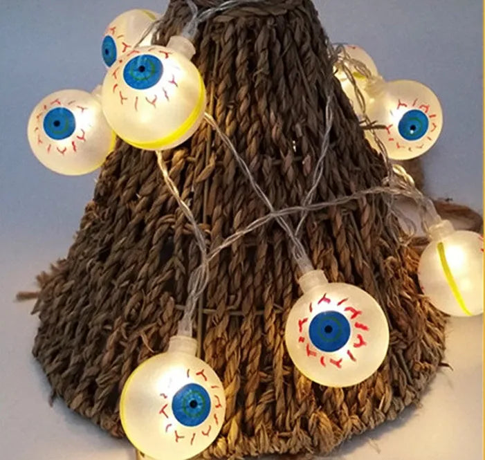 Halloween LED string lights with pumpkin, bat, ghost and spider decorations on a 1.2m waterproof battery-powered string