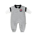 Striped cotton baby onesie in blue, pullover style, size 73cm, for autumn wear