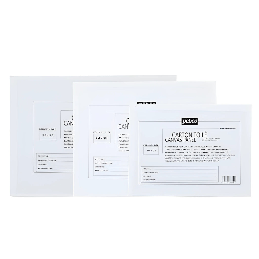 White primed cotton canvas panel oil painting board on flat surface