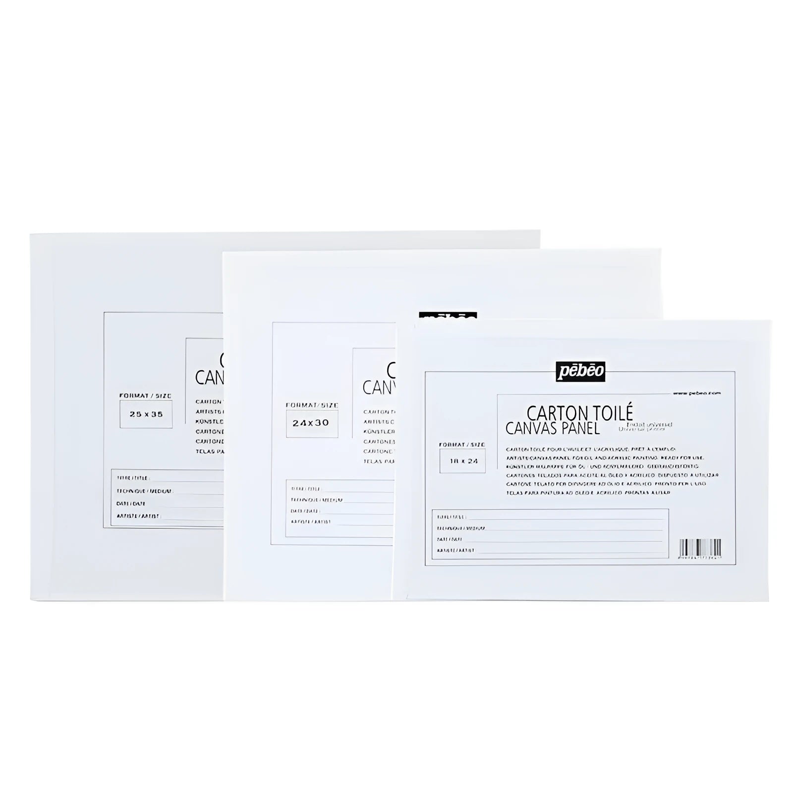 White primed cotton canvas panel oil painting board on flat surface