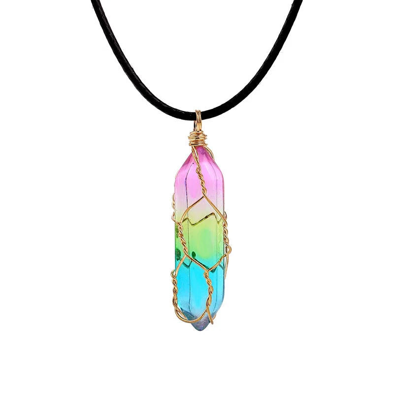 Women's transparent geometric diamond crystal necklace in various colours