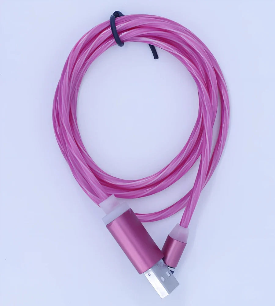 1m blue luminous magnetic USB Type C charging cable for iPhone Samsung Huawei with glowing flow design