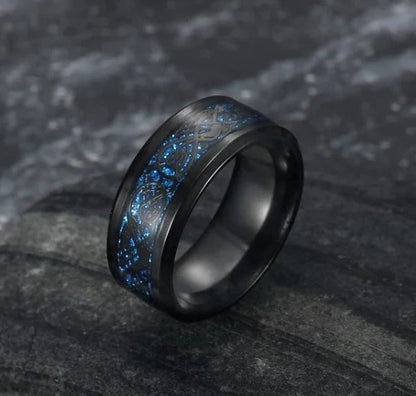 Asgard Crafted Basilisk Scale Wedding Ring in titanium steel with vintage design