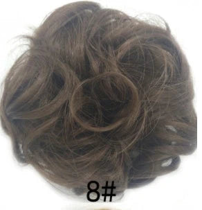Synthetic wavy curly messy hair bun for women, 12cm diameter, high-temperature wire