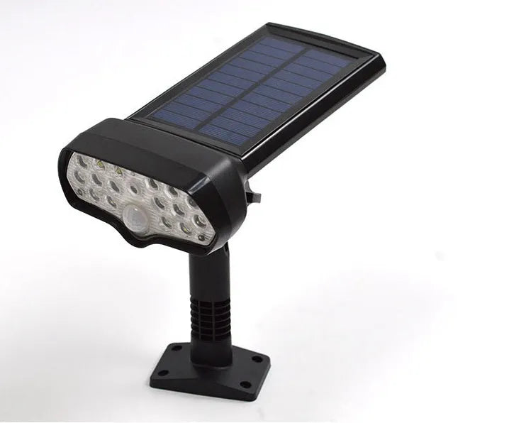 Black solar outdoor LED garden light with 17 beads, 6000-6500K, IP65 waterproof, 206x113x92mm