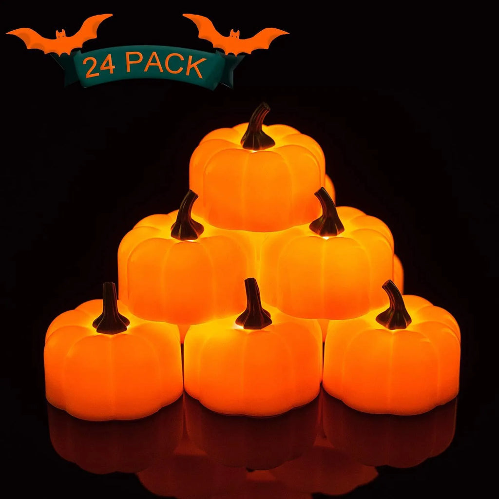 Yellow LED pumpkin light 4.9x4.3cm electronic candle decoration for Halloween Christmas