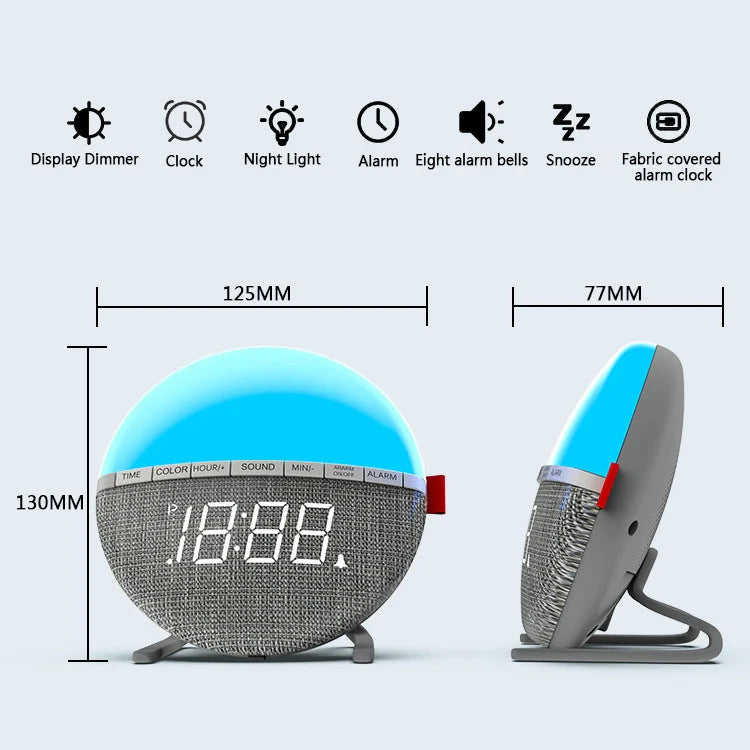 Wake-up light alarm clock with night light and sleep music functions