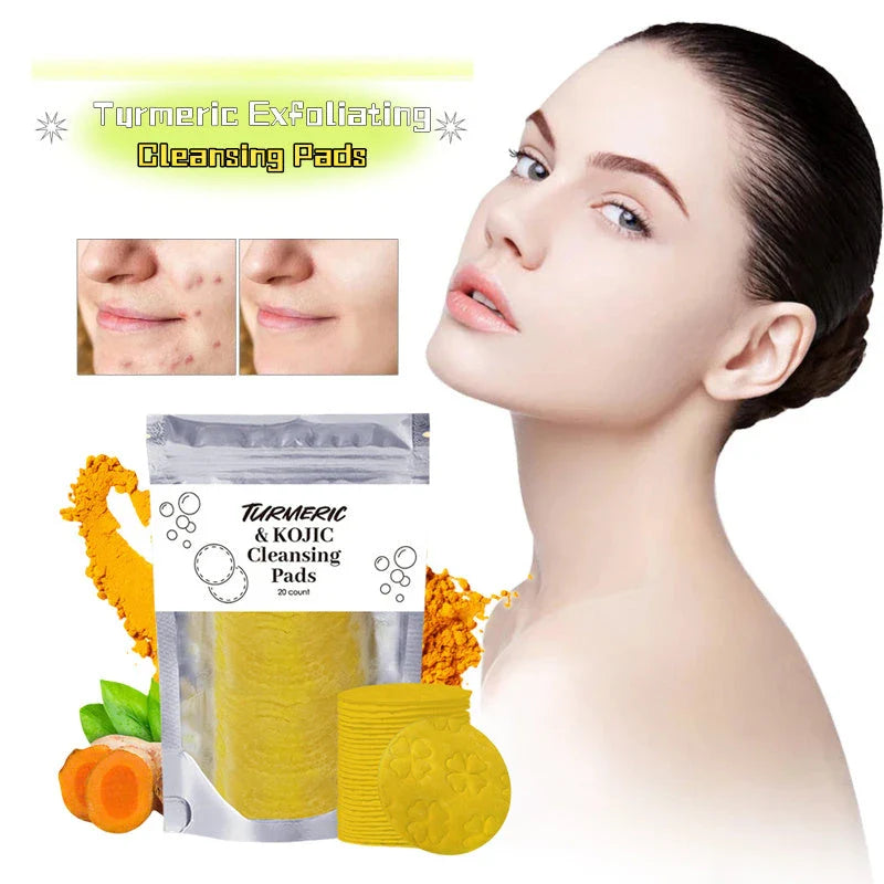 Luxurious Turmeric Cleansing Pads for a Deep, Soothing Facial Experience - Soft, Gentle Texture, Infused with Turmeric, Effectively Removes Excess Oil and Impurities