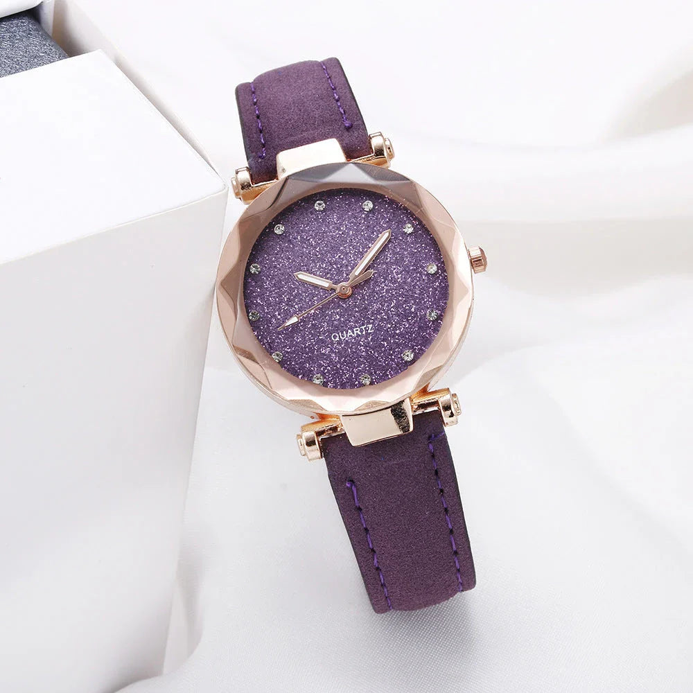 Stylish starry wristwatch with a variety of color options, featuring a sleek design and premium materials.