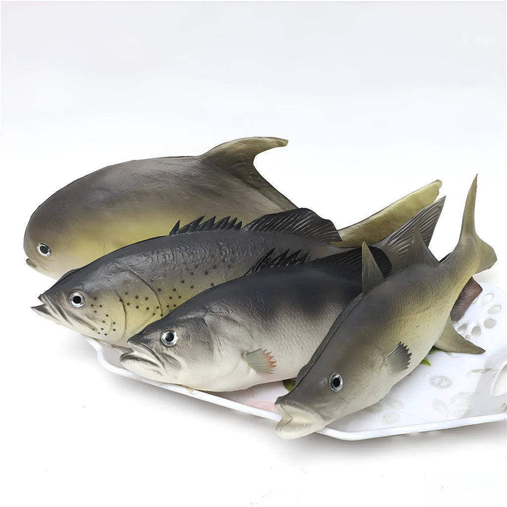 Three PU simulated fish models: Yellow-Fin Tuna, Small Tuna and Yellow Croaker ornaments
