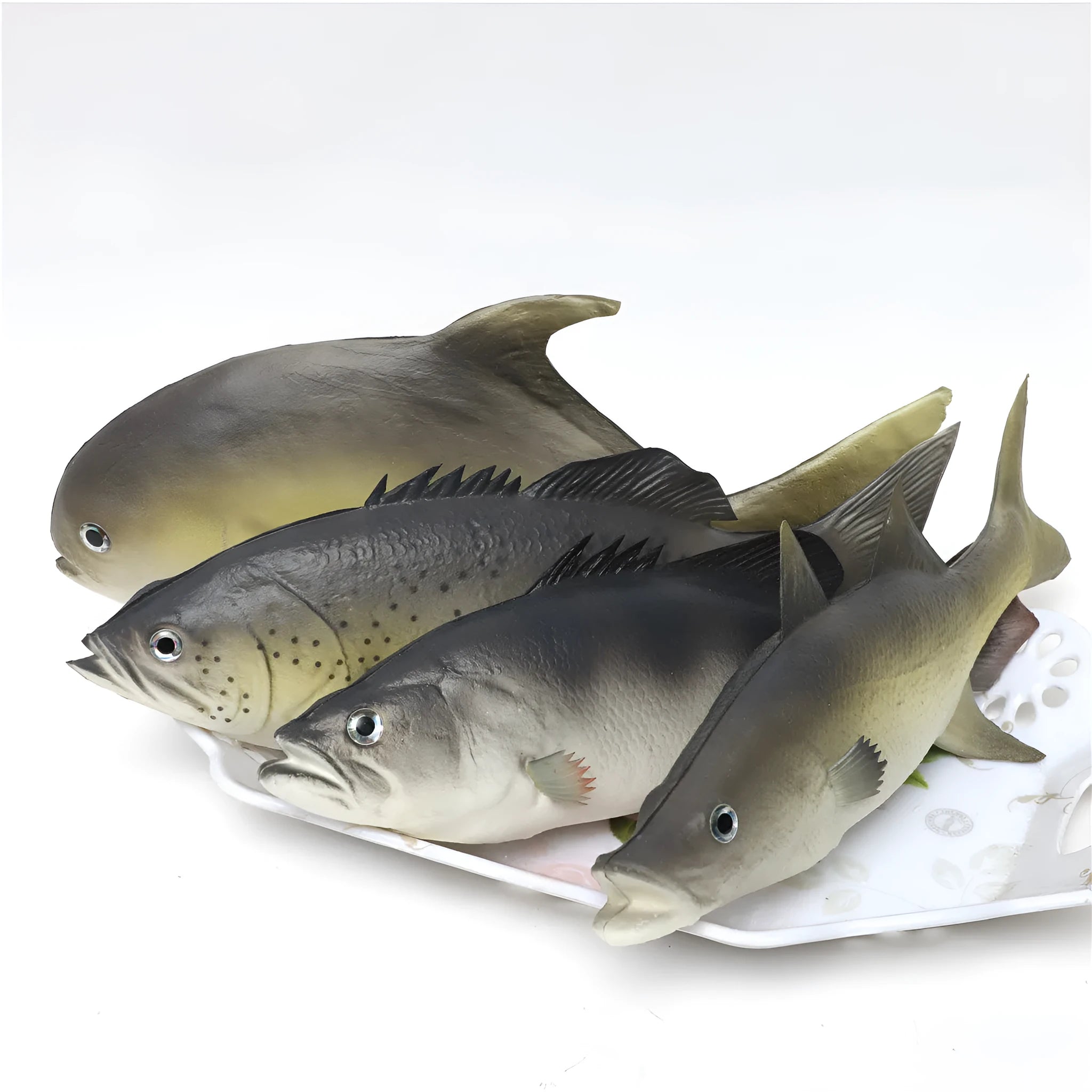 Three PU simulated fish models: Yellow-Fin Tuna, Small Tuna and Yellow Croaker ornaments