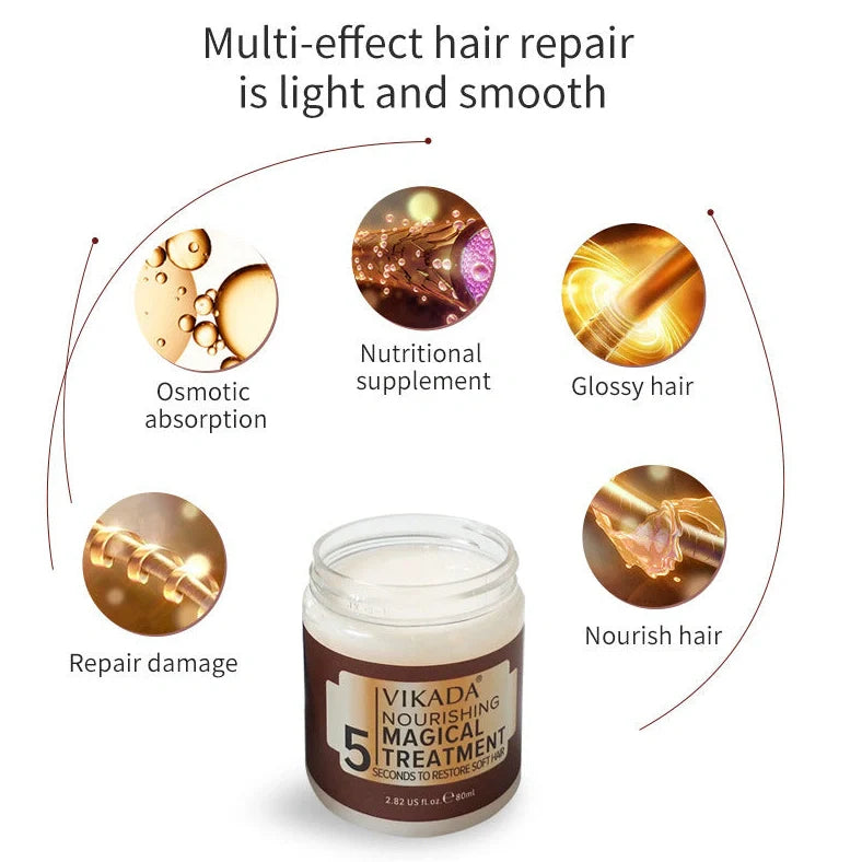 Deep moisturising hair mask in 80ml container for damaged hair treatment with 2-5 minute application