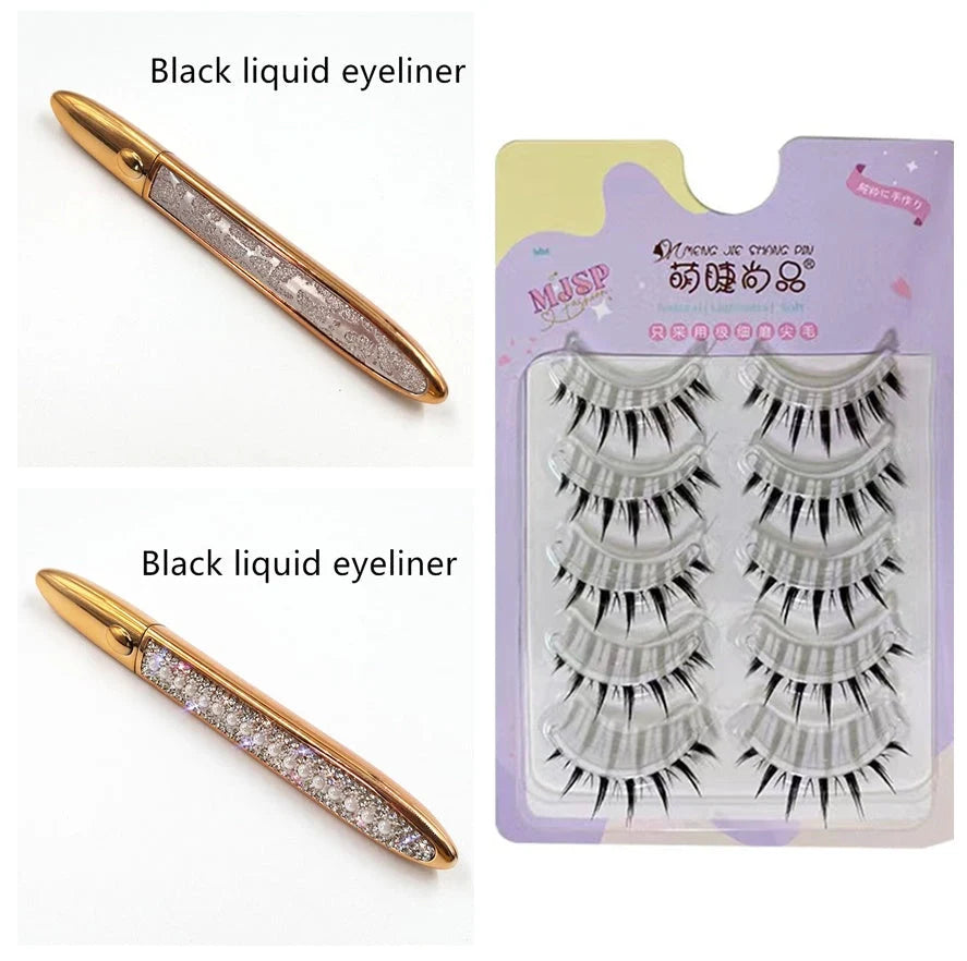Multicolour self-adhesive false eyelashes with eyeliner for easy application