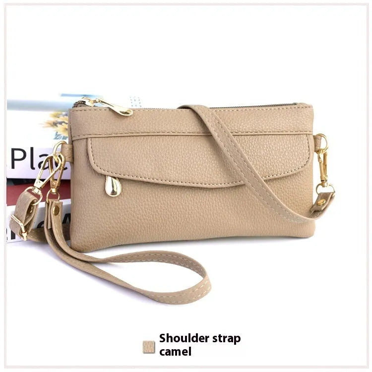 Soft PU crossbody bag in horizontal square shape with internal zipper compartment