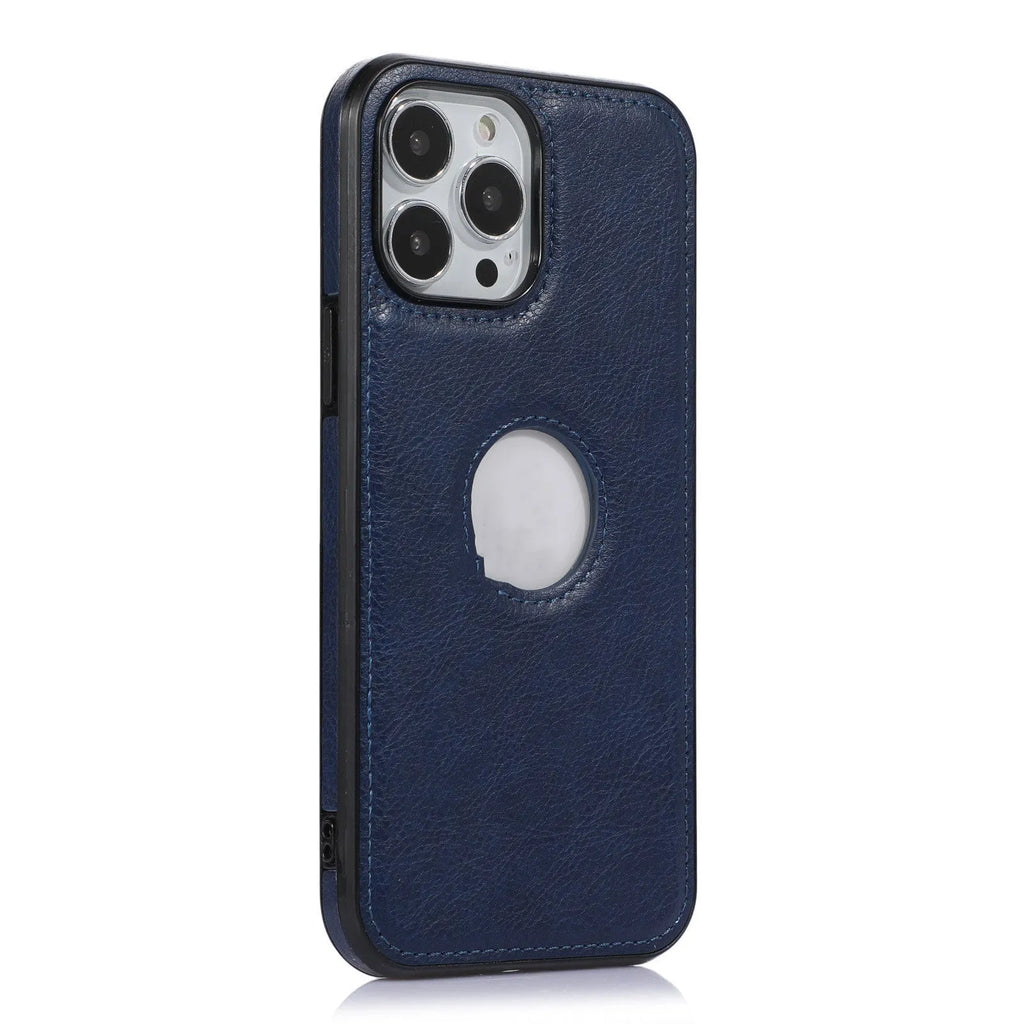 Imitation leather back cover phone case in black with fall protection for iPhone 14 Pro Max
