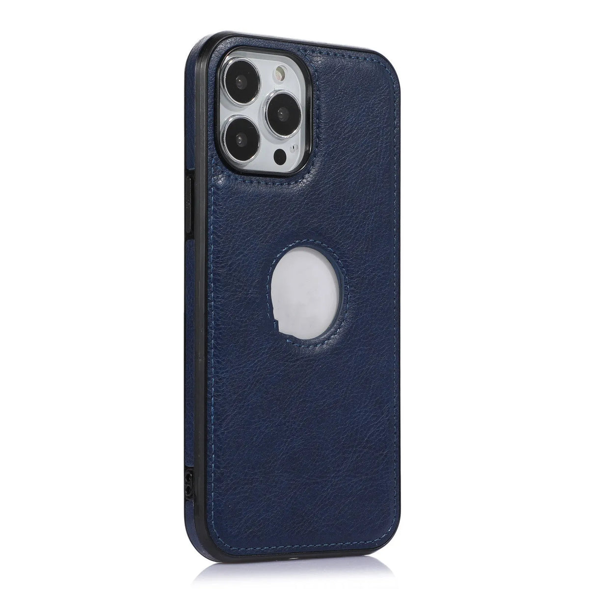 Imitation leather back cover phone case in black with fall protection for iPhone 14 Pro Max