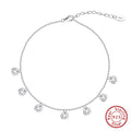 Women's S925 silver anklet with round geometry links in Han style, shown in gold and platinum colour options.