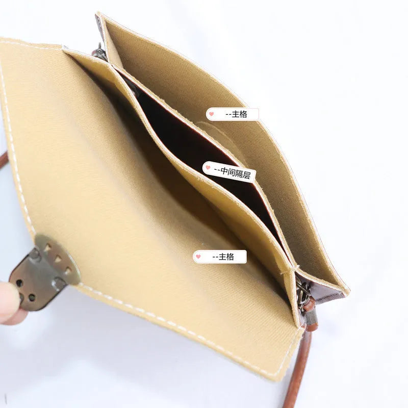 Retro soft surface messenger bag with crossbody strap and secure lock closure