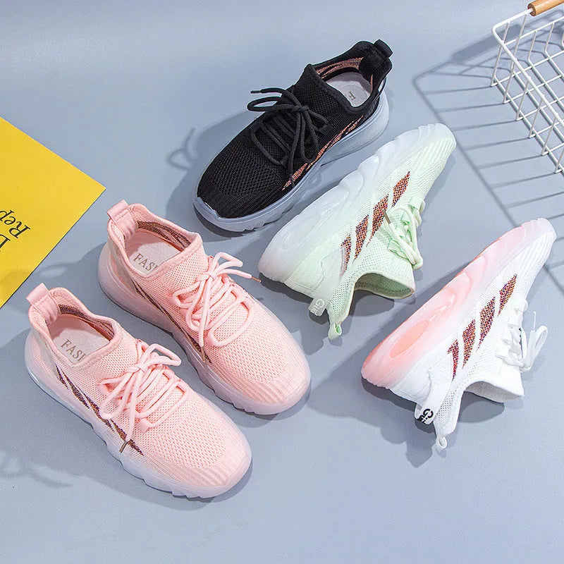 Women's high-top leather sports casual shoes in multiple colours with a round toe and flat heel.