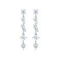 Pear-shaped moissanite long drop earrings in 925 sterling silver, cold wind style