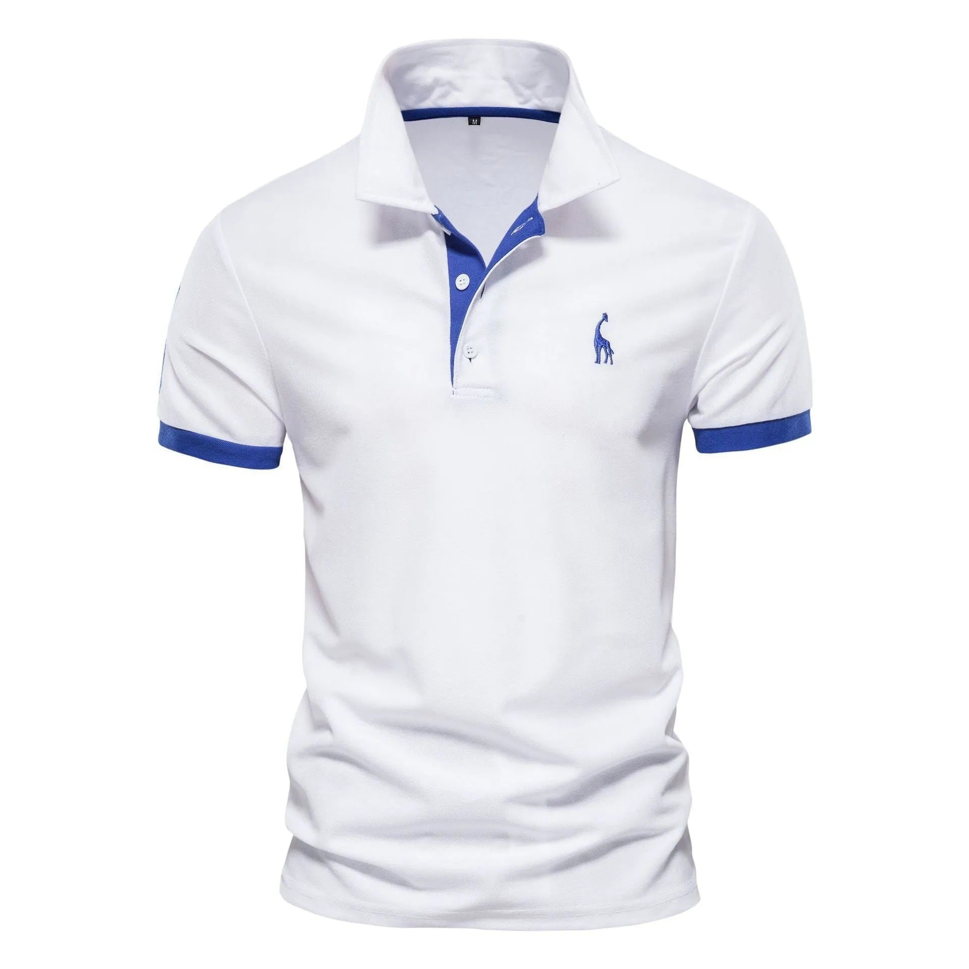 Men's slim fit cotton blend T-shirt with embroidery on the chest, shown in a selection of available colours.