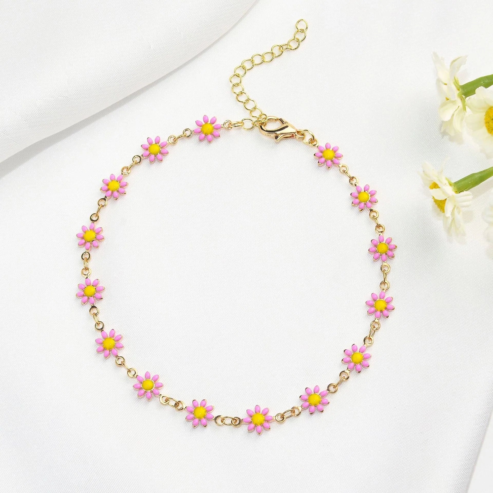 Little Daisy Anklet with floral design in various colours