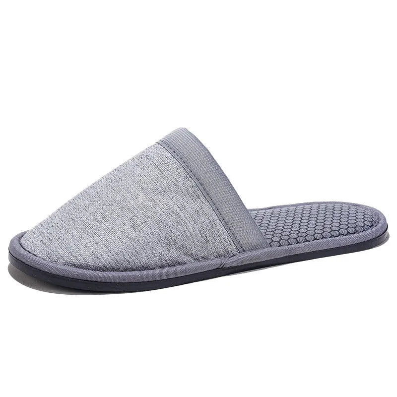 Gray massage slippers with pulse electrode micro current physiotherapy, non-slip sole, linen fabric upper, 260mm or 290mm