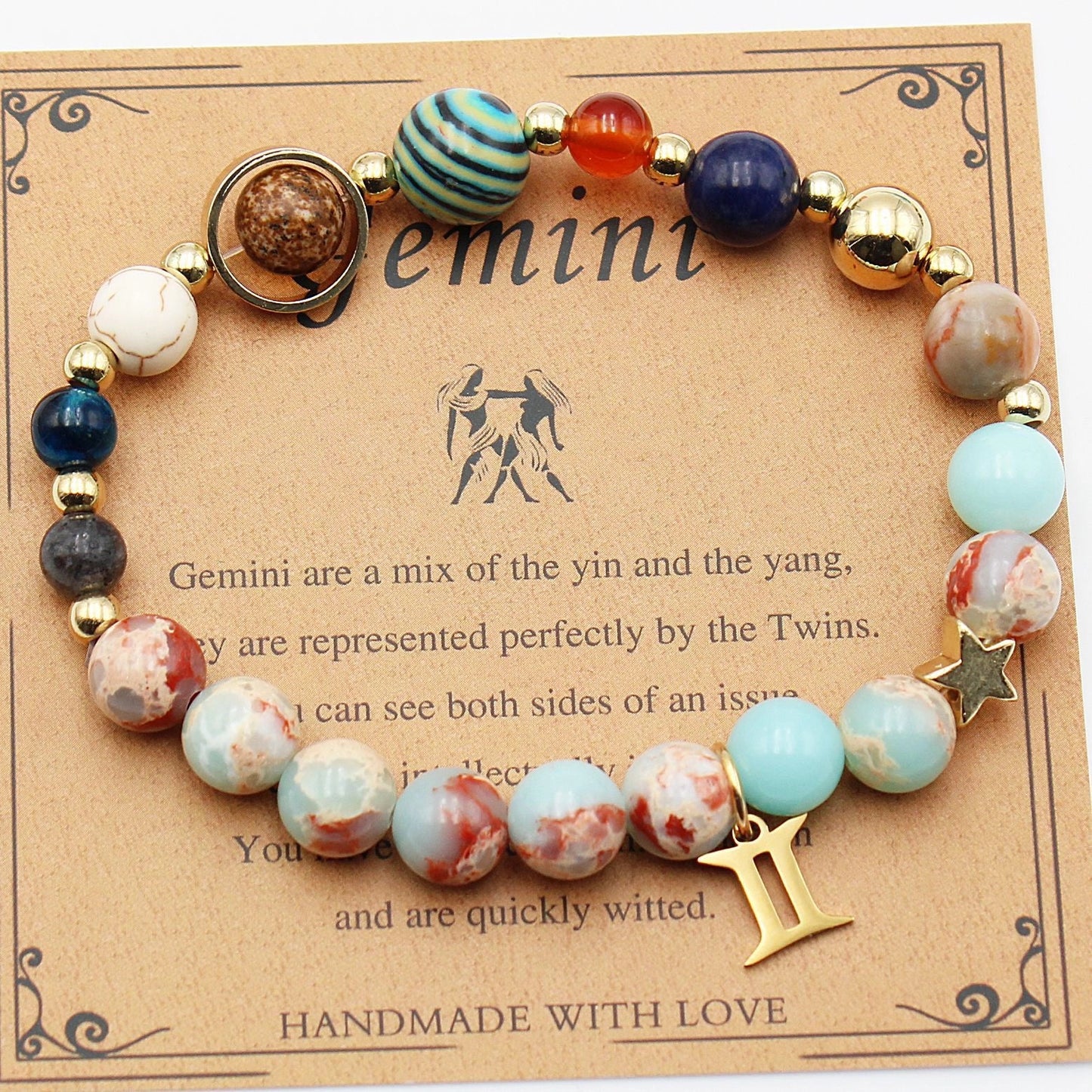 Twelve Constellations Natural Stone Beaded Bracelets - Unisex Astrological Jewellery