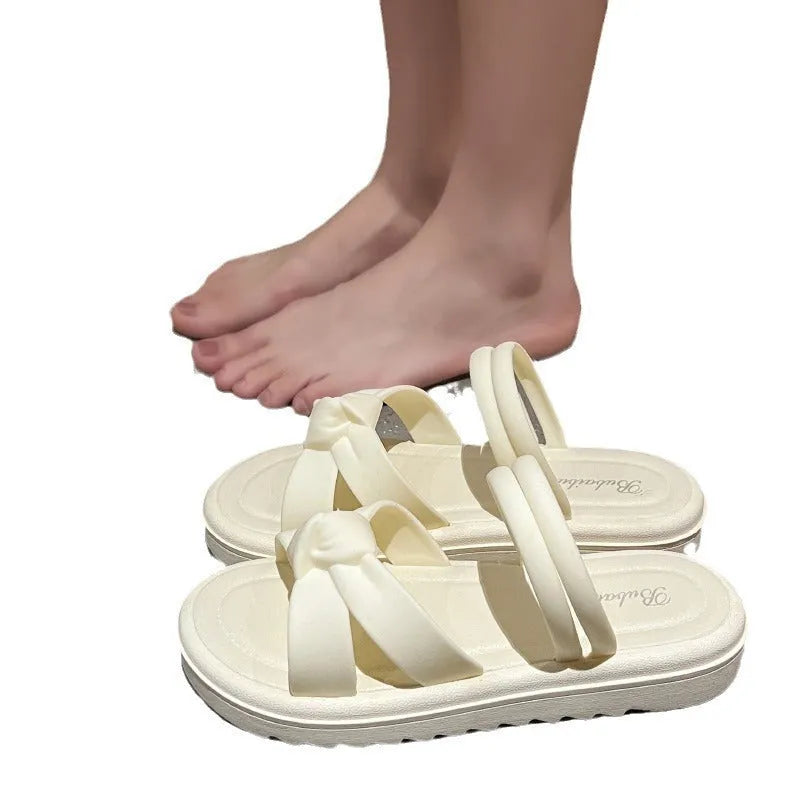 Women's PVC sandals with soft thick back in black and white colour options