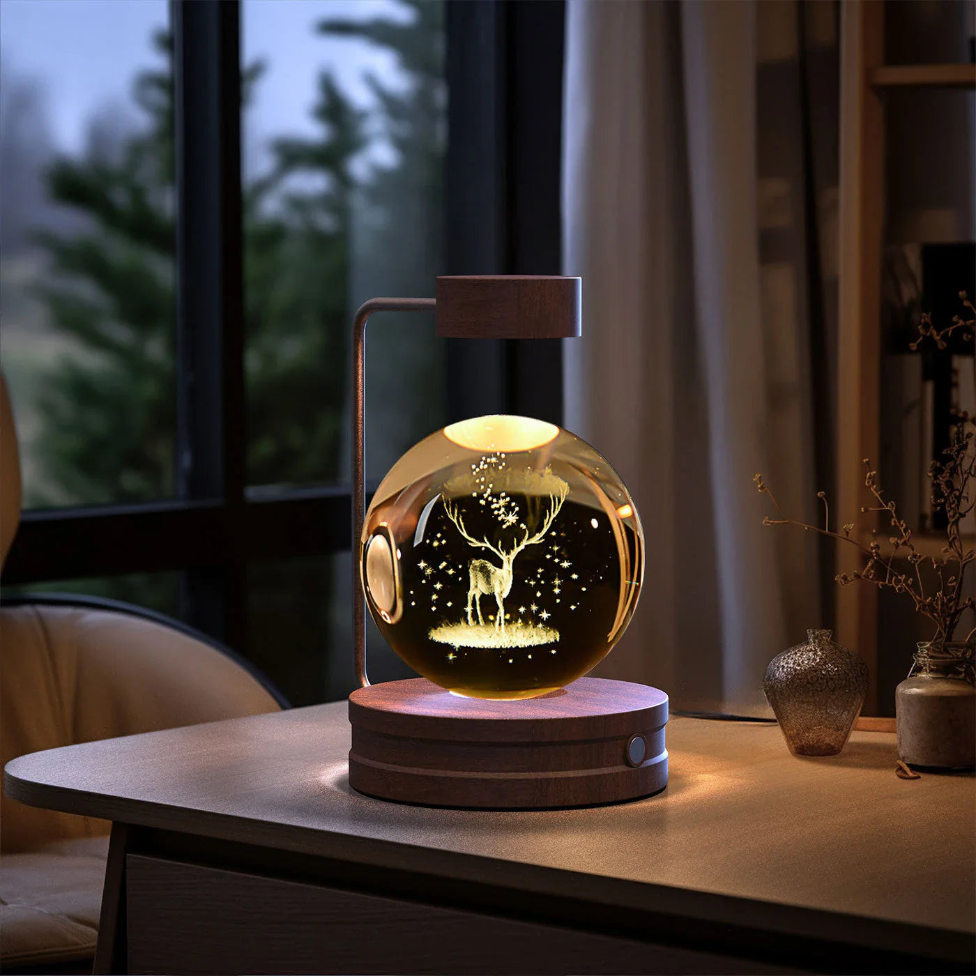 Dazzling crystal ball nightlight with captivating cosmic designs, creating a warm, soothing ambiance in your home