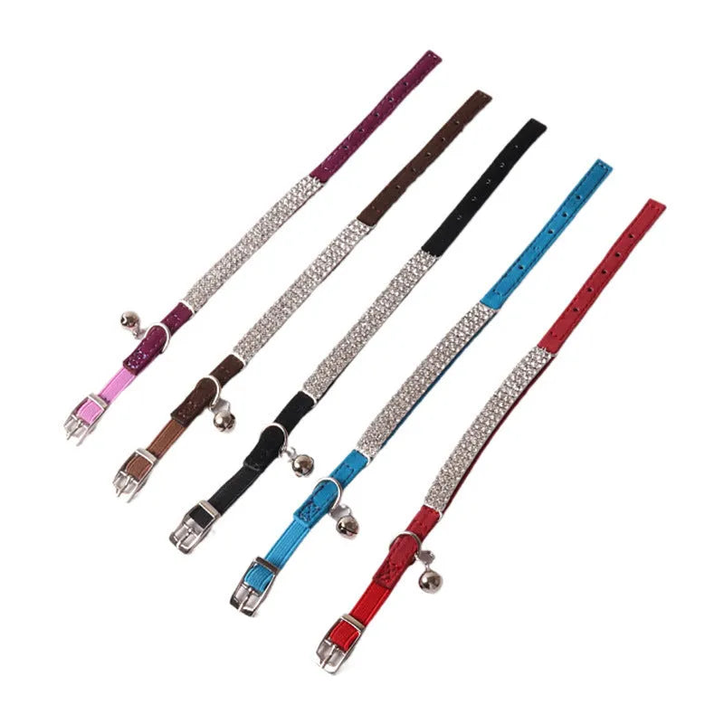 Colourful flannel flocking cat collar with elastic buckle shown in multiple colour options