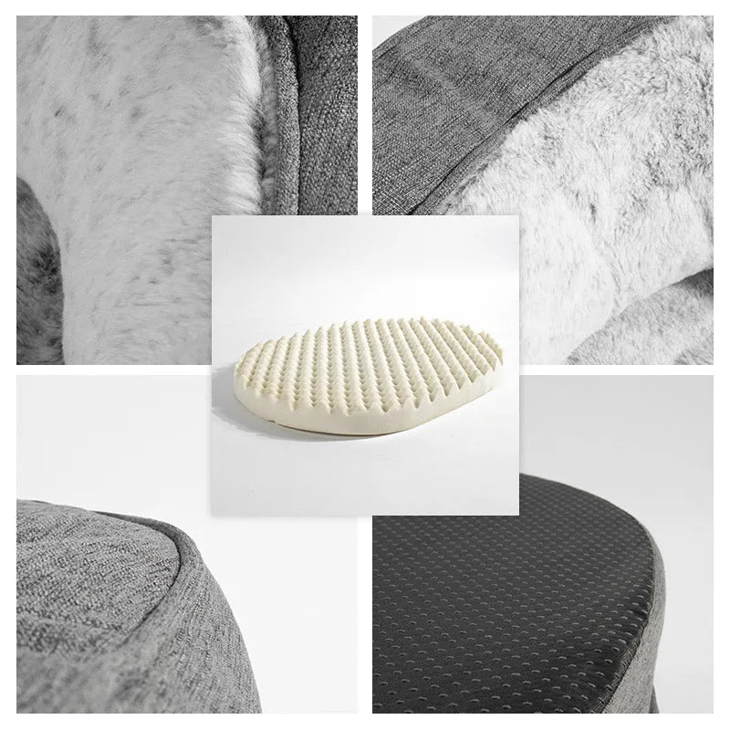 Grey oval cloth dog bed for medium dogs, M size, with warm kennel rim