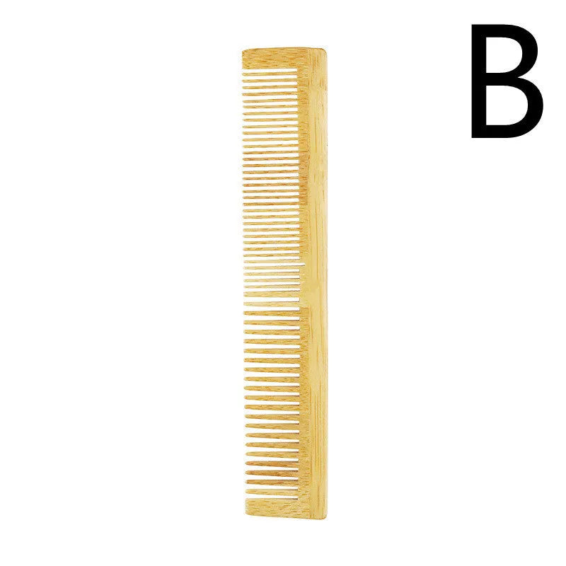Environmentally friendly yellow Phoebe wood hair comb set with massage features on light background