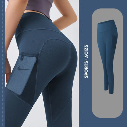 Women's yoga pants with pocket and tummy control in various colours