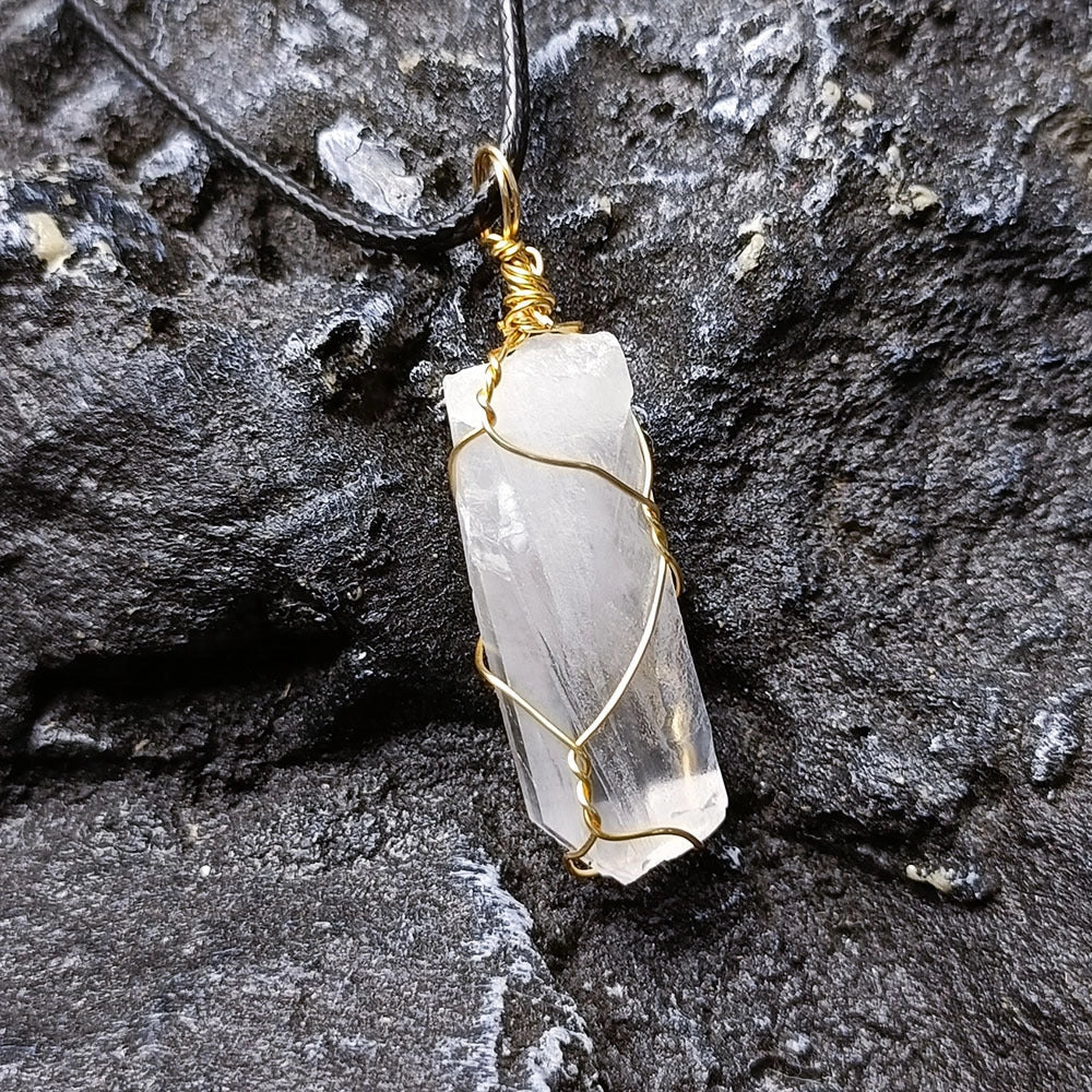 Crystal Jade Chakra Combination Set featuring natural crystal pendant, bracelet, and love hexagon pillar