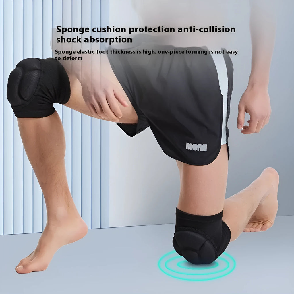 A pair of black thick sponge knee pads for dance and sports protection.