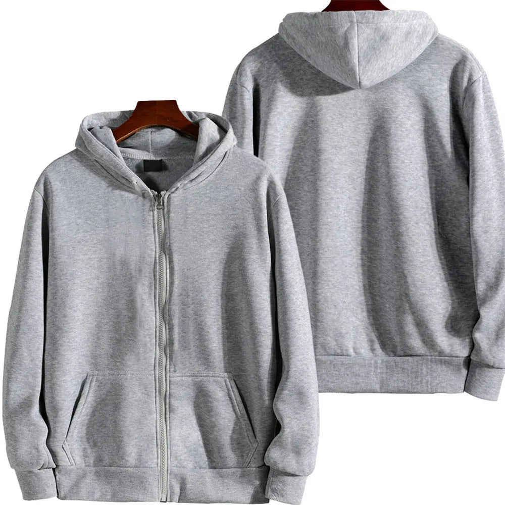 Men's solid colour loose fit sports jacket with front zipper in polyester-spandex fabric