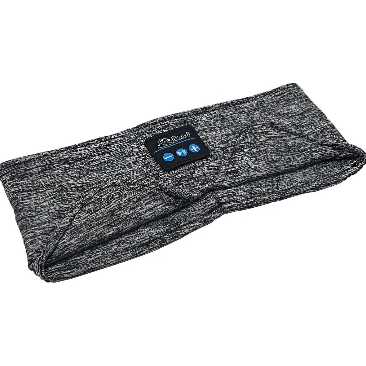 Bluetooth music headband with sleep scarf functionality in grey and black
