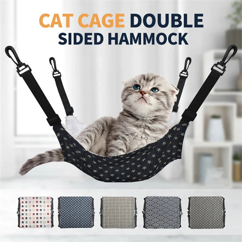 Lamb Fleece Cat Hanging Bed in various colors and sizes, perfect for indoor pet comfort