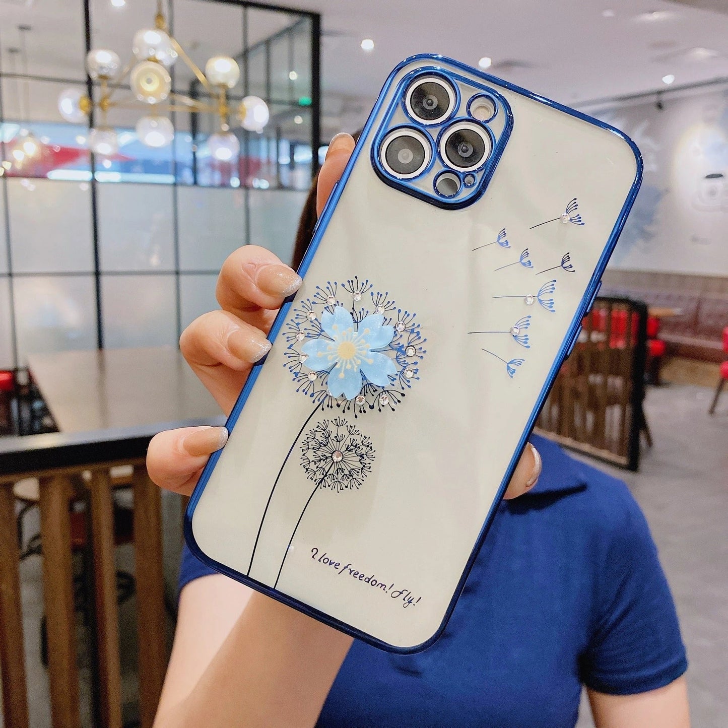 A stylish 3D flower phone case with a spinning stand, offering protection and hands-free functionality for your iPhone.