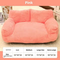Large rabbit plush pet sofa bed in golden brown for dogs, 75x50x26cm