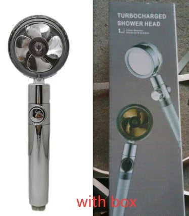 High-Pressure Rainfall Shower Head with 360-Degree Rotation and Built-In Fan for Relaxing Bathing Experience