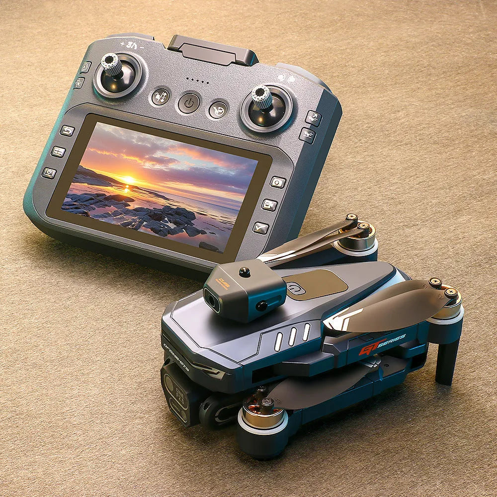 Screen UAV HD aerial photography quadcopter with 4.3-inch screen remote control, brushless motor, and optical flow hover in flight